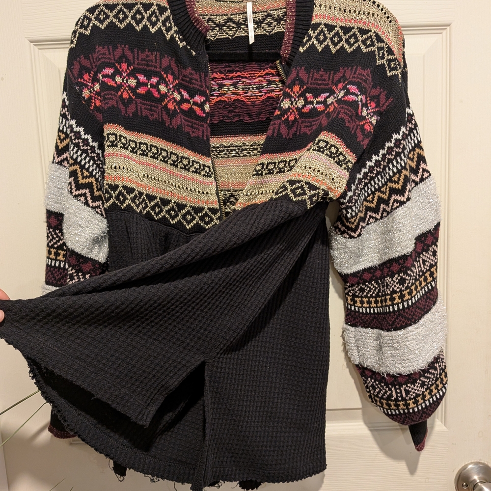 Free People Black and Gold Knit Cardigan - Picture 9 of 9
